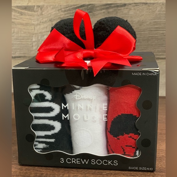 Disney Minnie Mouse Crew Socks Set of 3 - Picture 2 of 5